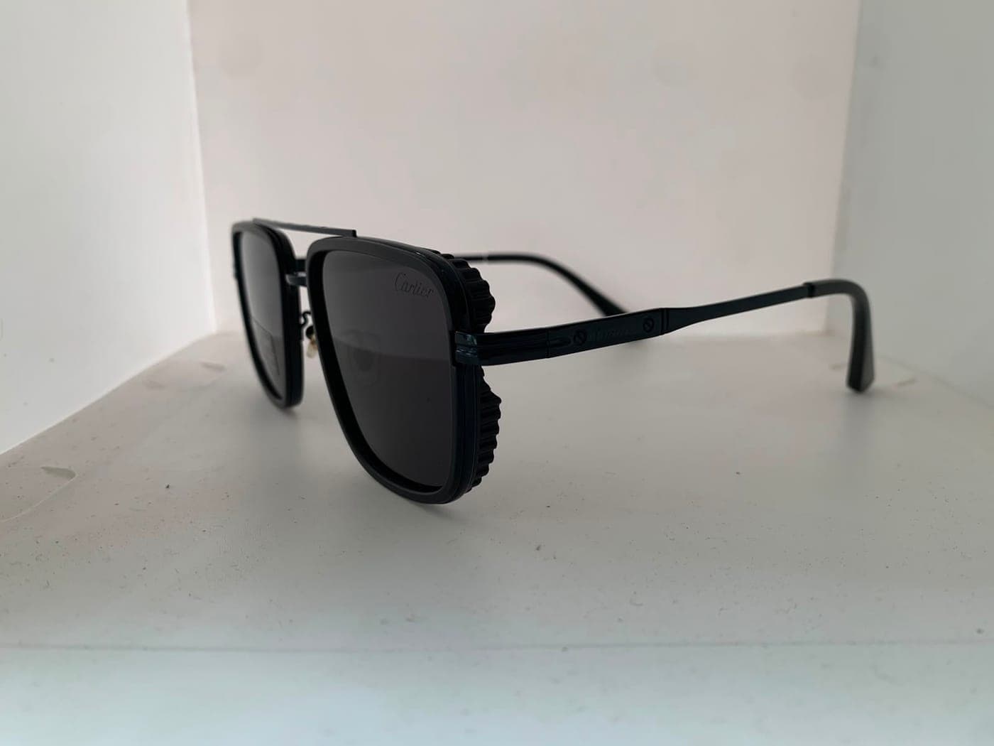 Black Slim Aviator Square Frame Polarized Sunglasses | Stand Out in the Crowd thumbnail 3