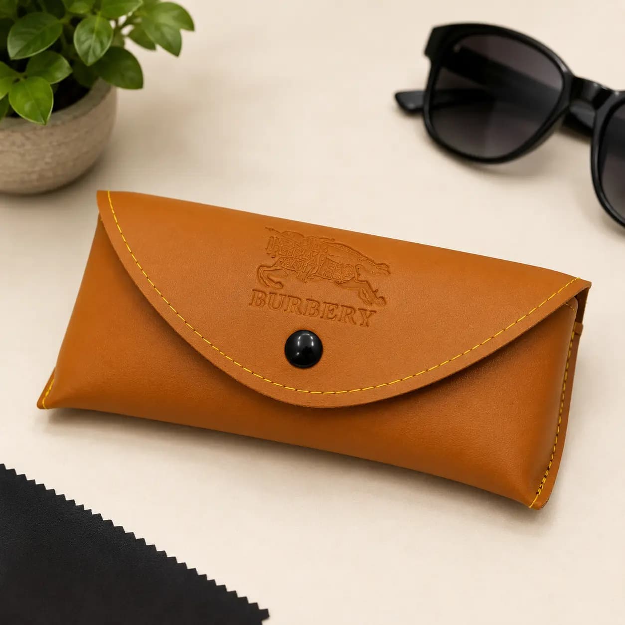 Brown Designer Eyeglasses Pouch – Premium Leather Glasses Case