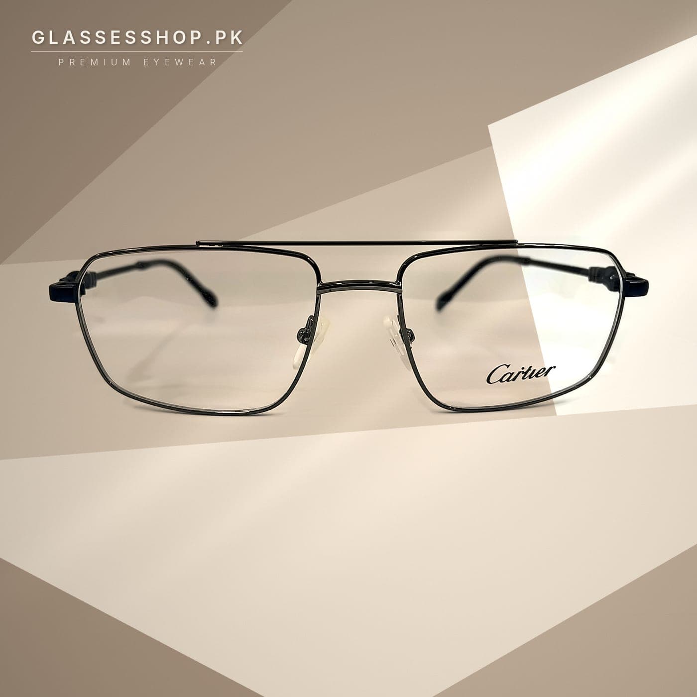 Cartier Gunmetal Double-bridge Square Eyeglasses in Pakistan