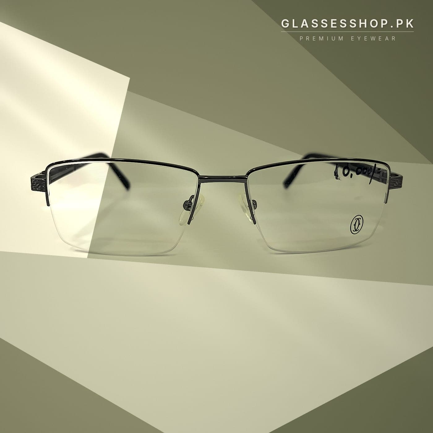 Cartier Gunmetal Half-rim Rectangle Eyeglasses in Pakistan