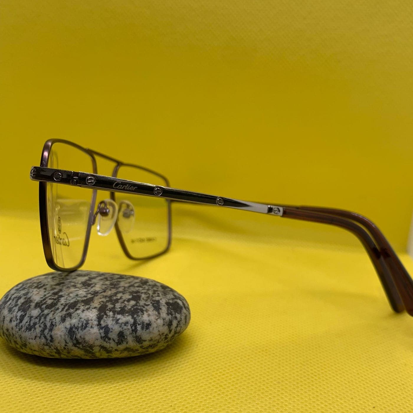 Cartier Thin Black Double Bridge Metallic Frame Glasses with Slim Sticks for Men thumbnail 3