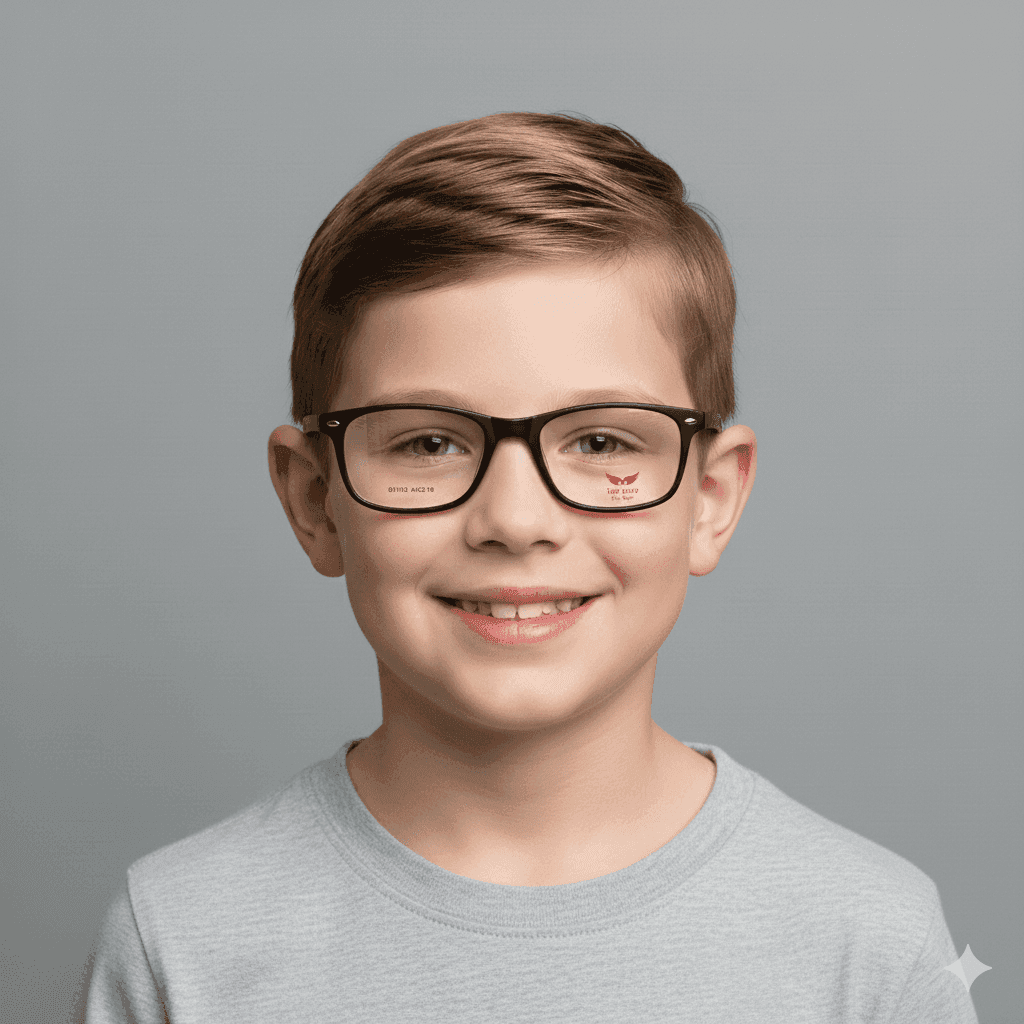 Kids’ Black & Grey Cat Eye Eyeglass Frame – Lightweight & Stylish Glasses for Children thumbnail 4