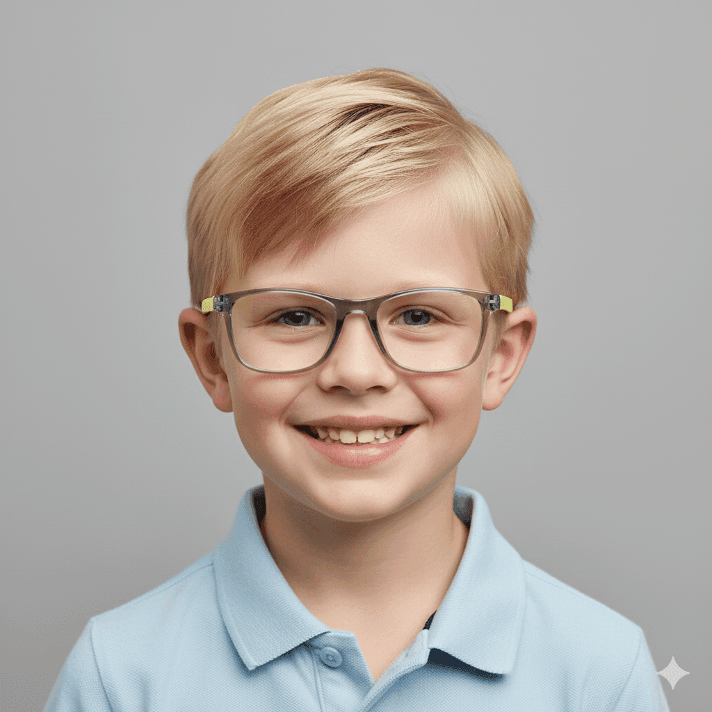 Kids’ Grey and Yellow Eyeglass Frame – Lightweight & Stylish Glasses for Children thumbnail 4