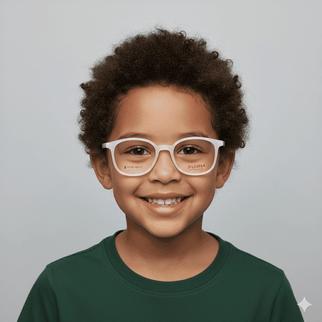 Kids’ Milky White Round Eyeglass Frame – Lightweight & Cute Glasses for Children thumbnail 4