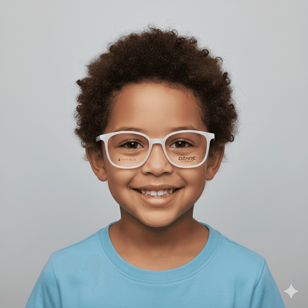 Kids’ Milky White Square Eyeglass Frame – Lightweight & Trendy Glasses for Children thumbnail 4