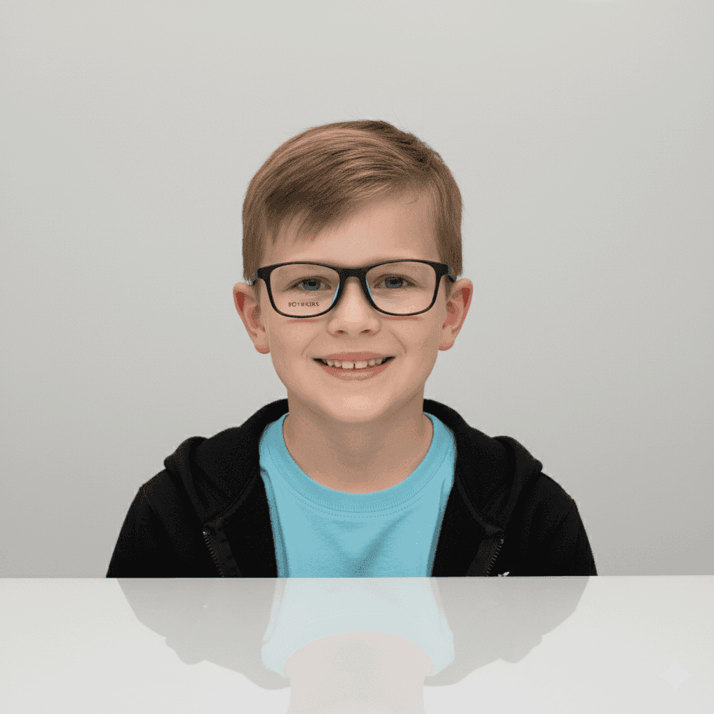 Kids’ Small Black Square Eyeglass Frame – Lightweight & Durable Glasses for Children thumbnail 4
