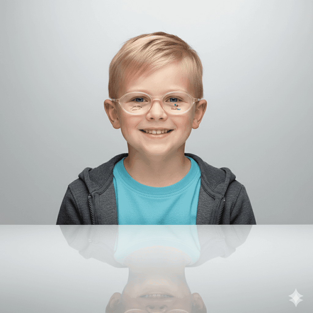Kids’ Transparent Brown Eyeglass Frame – Lightweight Eye-Shaped Glasses for Children thumbnail 4