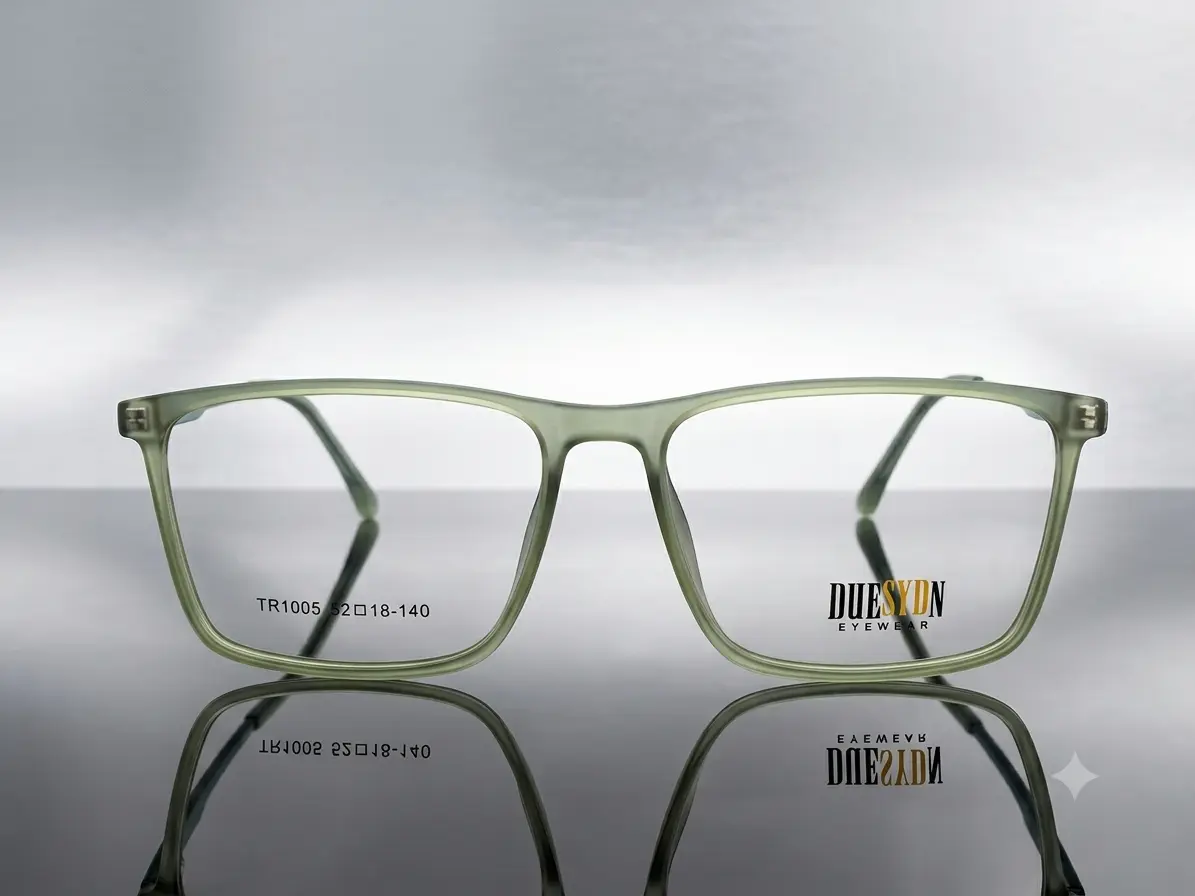 Olive Green Transparent Square Frame Eyeglasses