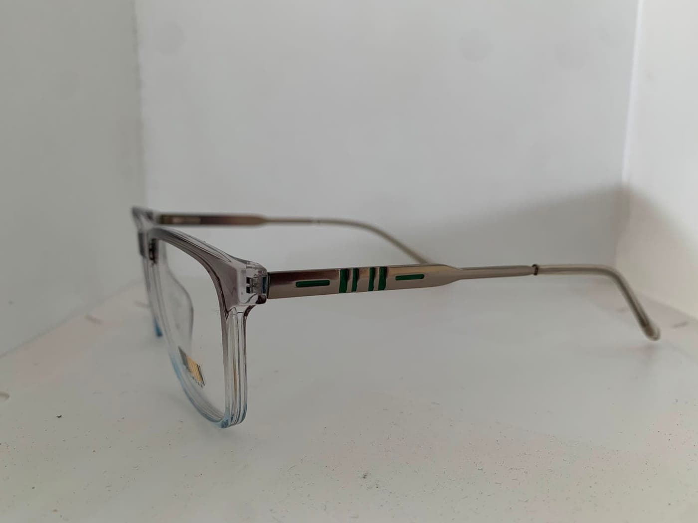 Olive Green Transparent Square Frame Eyeglasses thumbnail 3