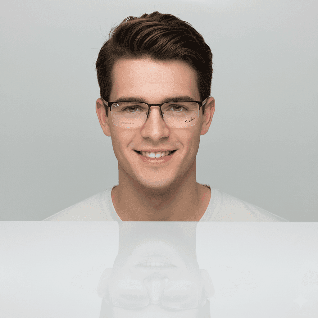 Ray-Ban Half Rimless Metal Frame Glasses with Fancy Temples for Men thumbnail 4