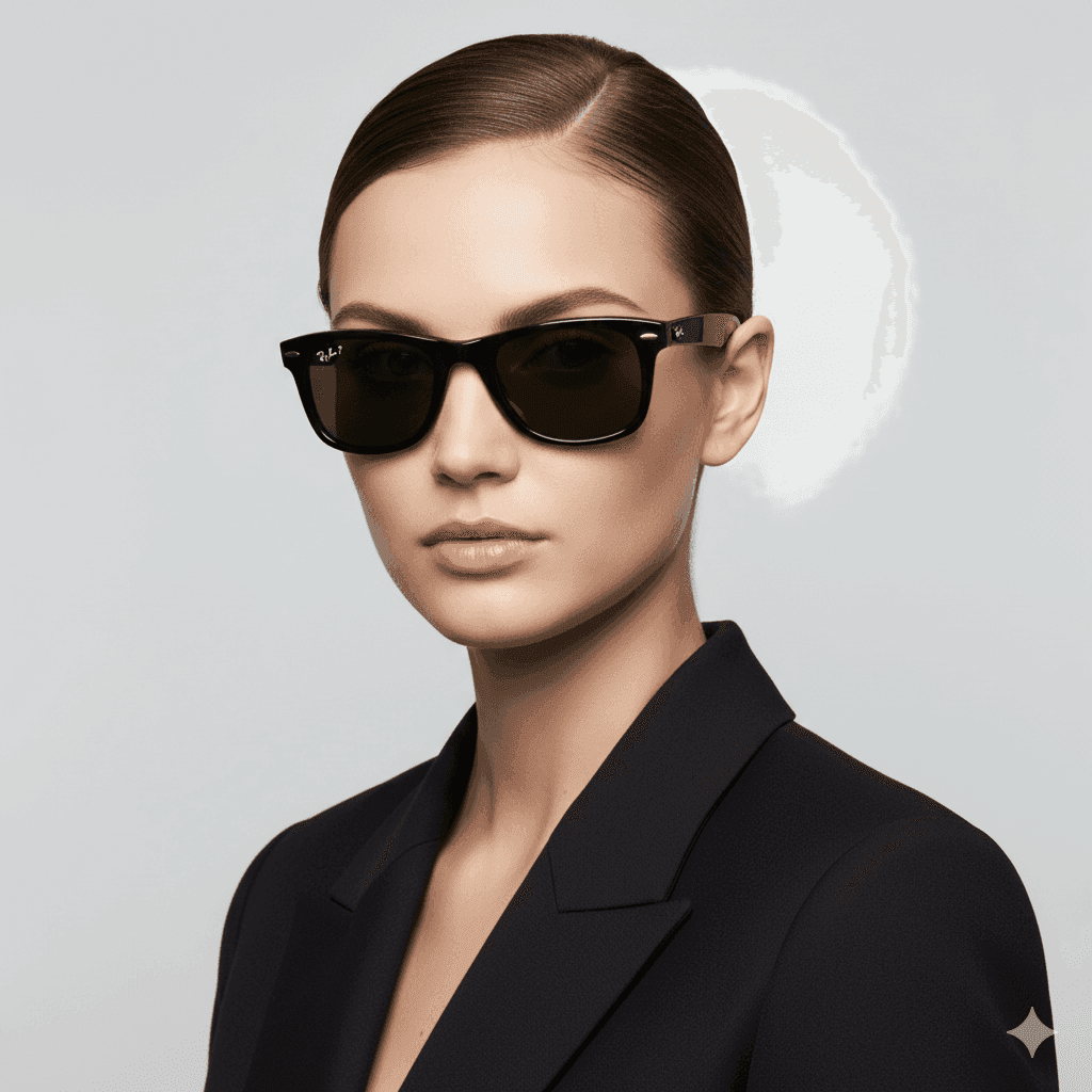 RAYBAN WAYFARER BLACK SHINE POLORIDE thumbnail 4