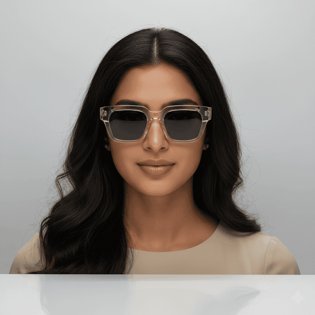 Square Sunglasses with Thick Frame, Fancy Temples & Transparent Body for Men & Women thumbnail 4
