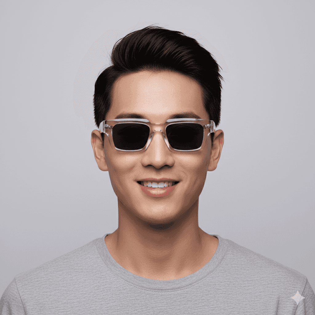 Square Thick Frame Transparent Sunglasses for Men & Women thumbnail 4