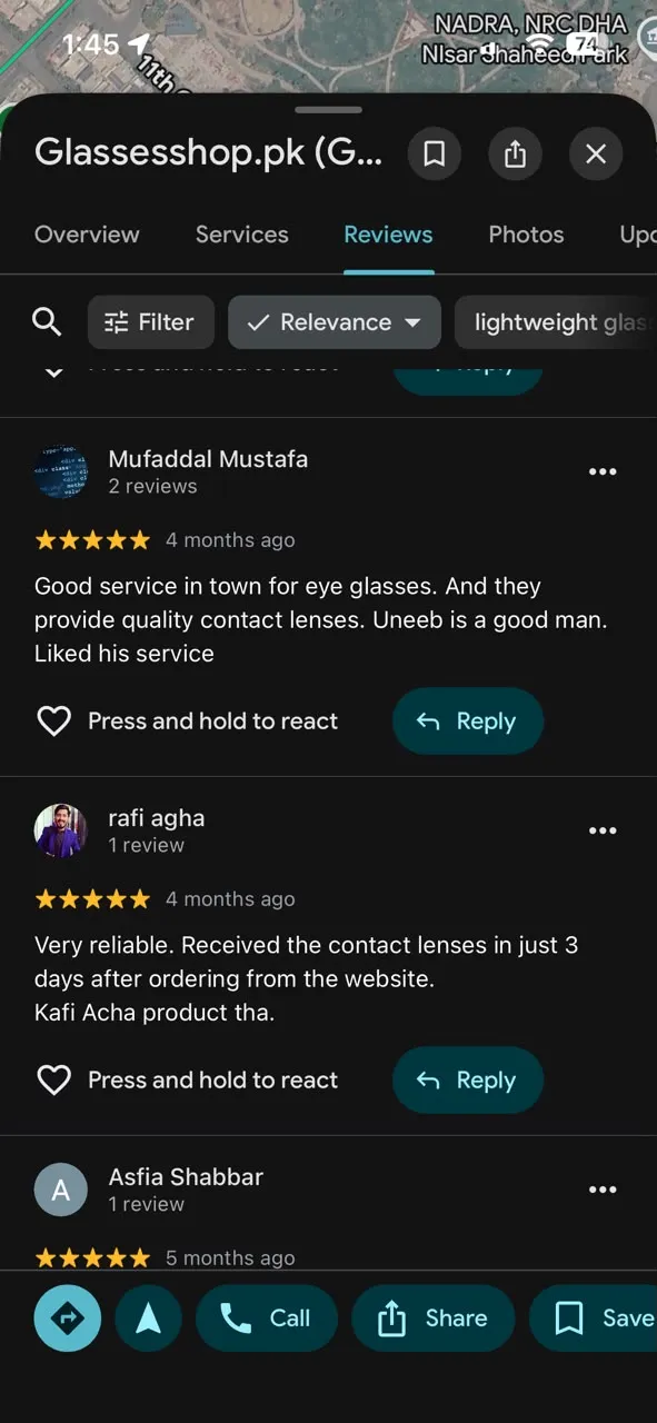 Google reviews from Mufaddal Mustafa and Rafi Agha