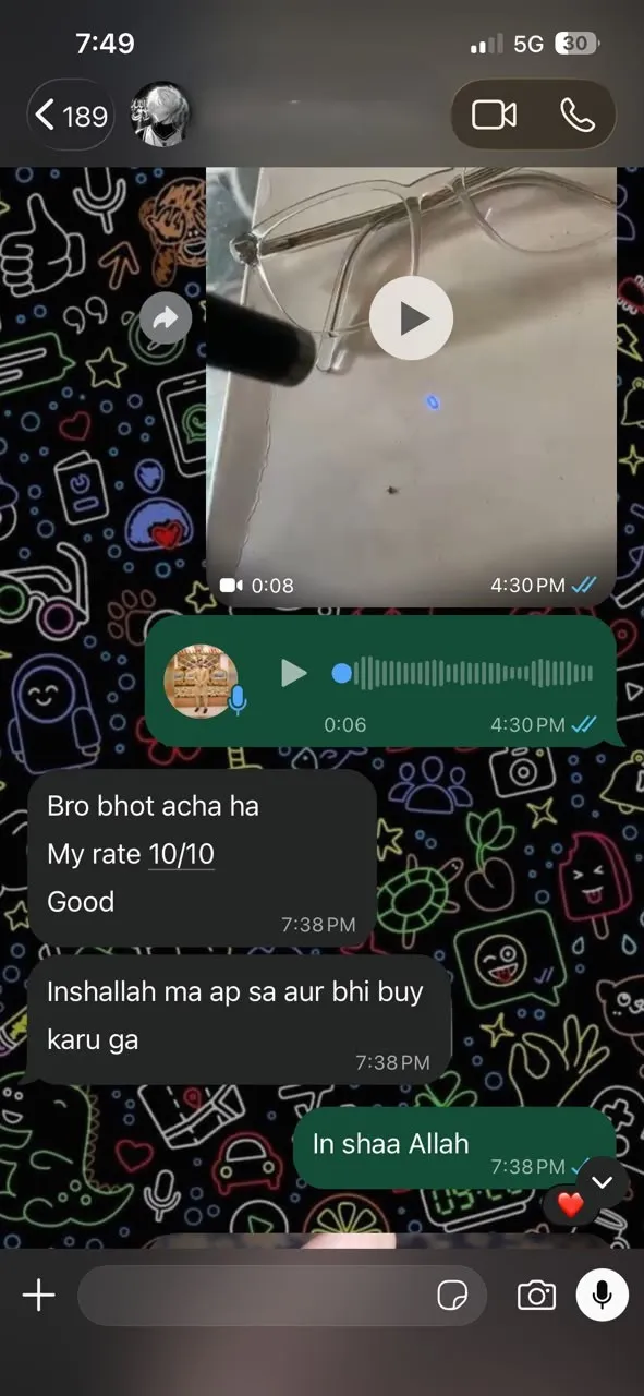 WhatsApp message from a customer — “My rate 10/10”