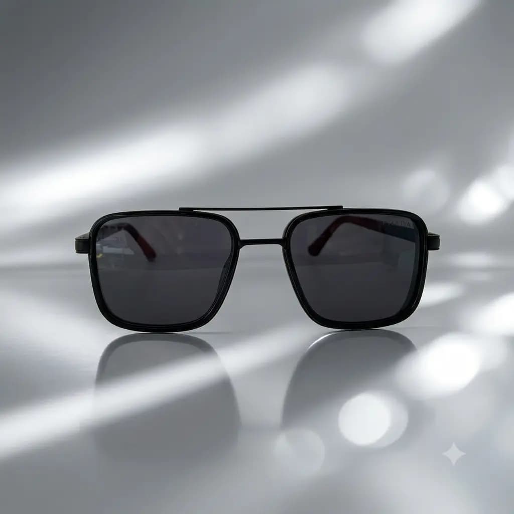 Black Double Bridge Square Frame Sunglasses | Unique Trending & Best Quality