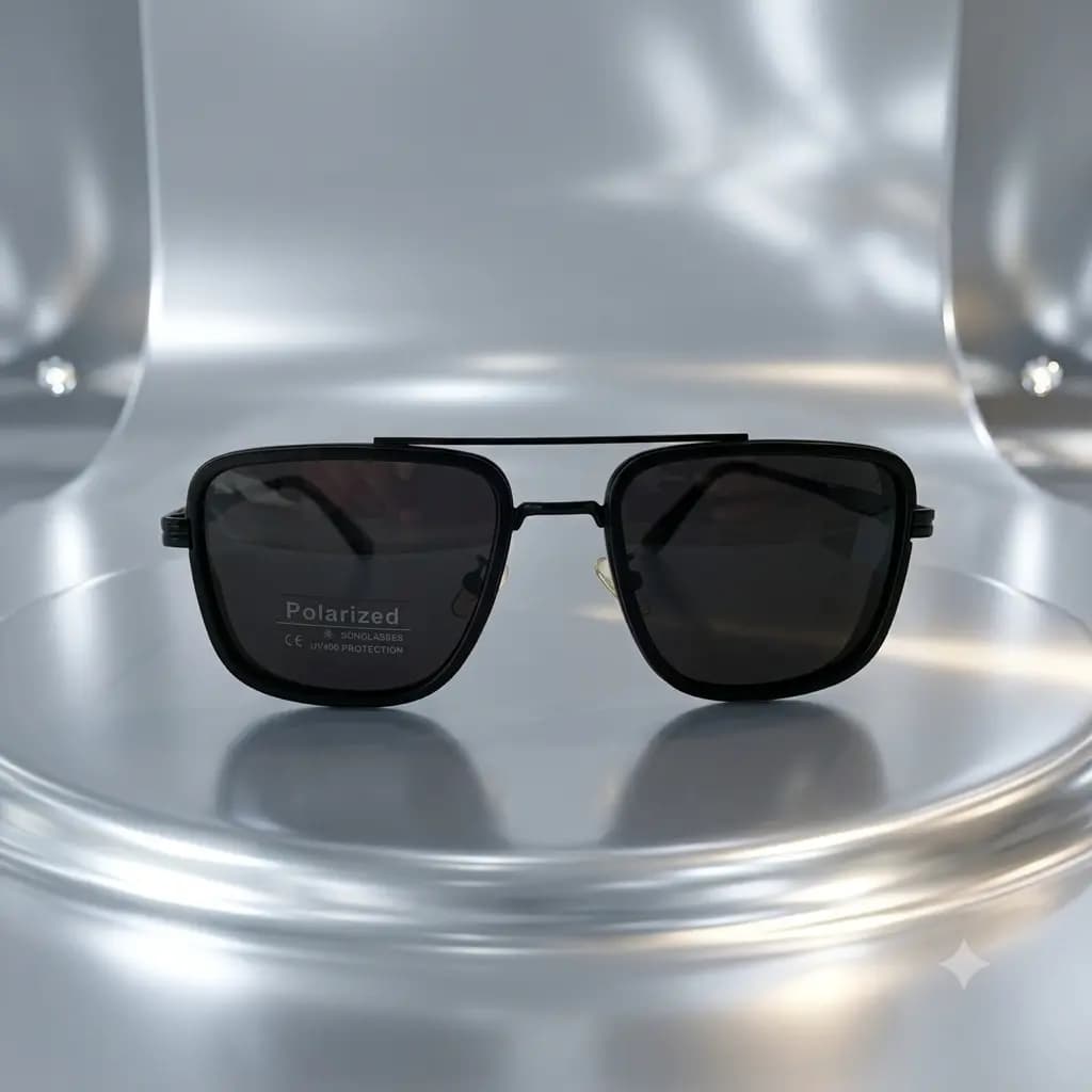 Black Slim Aviator Square Frame Polarized Sunglasses | Stand Out in the Crowd