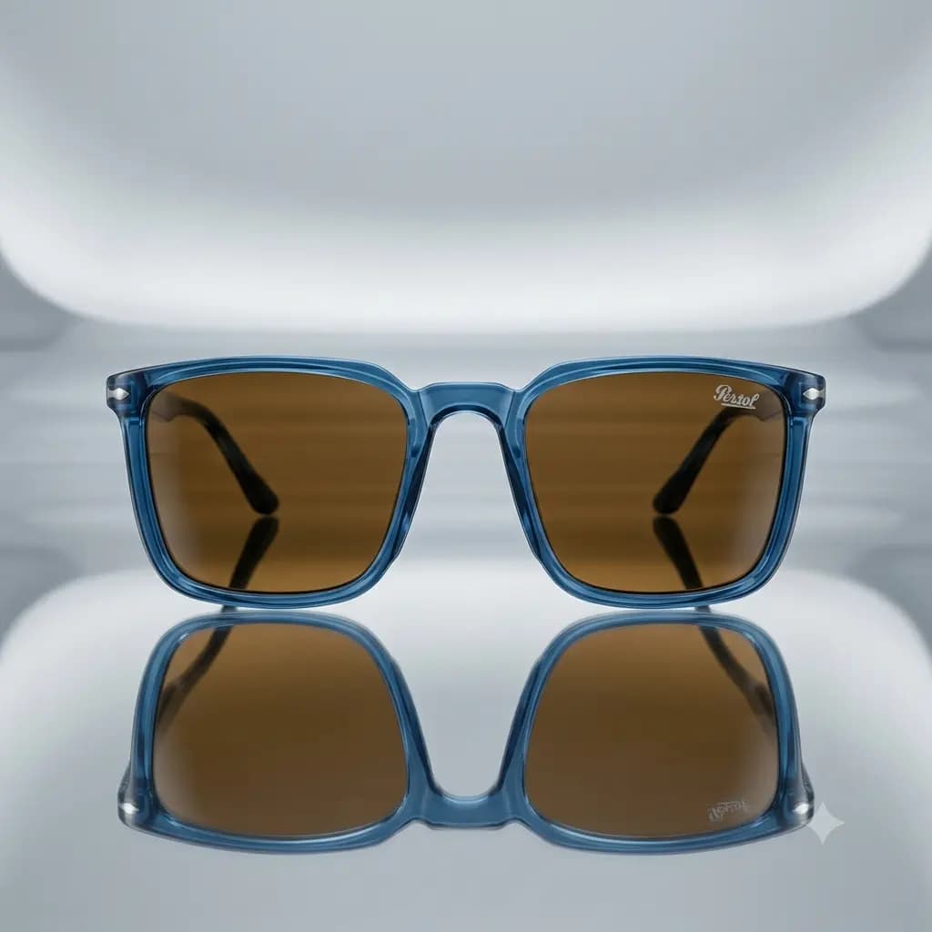 Blue Transparent Square Frame Brown Lens Sunglasses