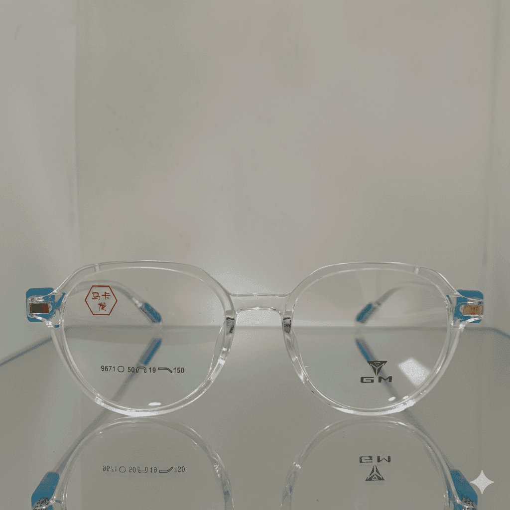 Crystal Clear Geometric Crown Panto Eyewear – Transparent Frames