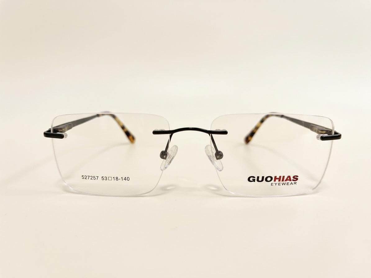 GUOHIAS Clear with Tortoise Temple Tips Square Rimless Eyeglasses in Pakistan