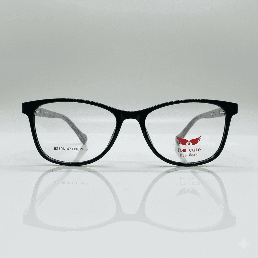 Kids’ Black & Grey Cat Eye Eyeglass Frame – Lightweight & Stylish Glasses for Children