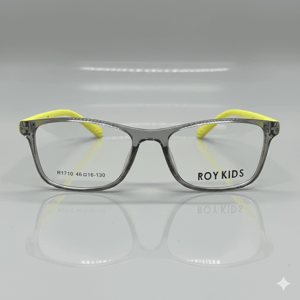 Kids’ Grey and Yellow Eyeglass Frame – Lightweight & Stylish Glasses for Children