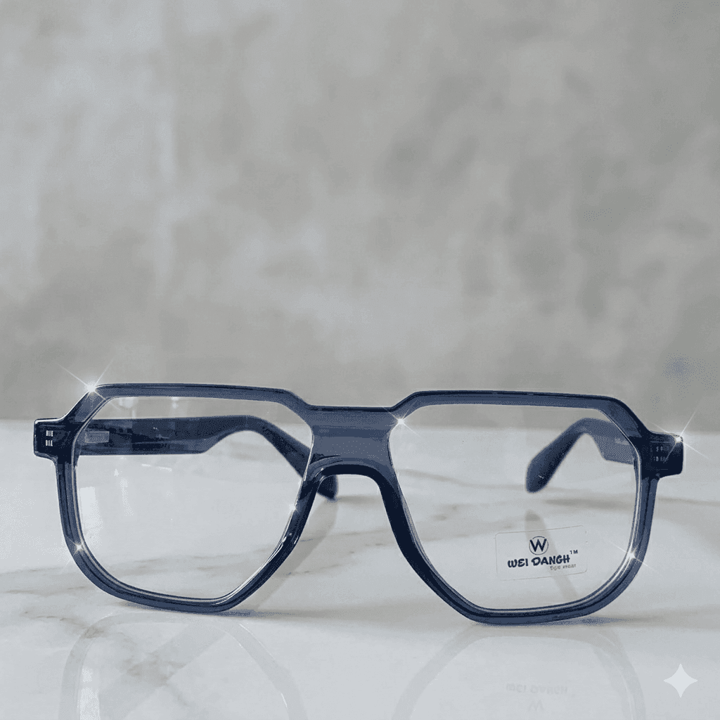 Men’s Broad Blue Aviator Glasses – Modern Oversized Pilot Frames, High-Quality Deep Blue Spectacles, Classic Masculine Wide-Fit Fashion Eyewear