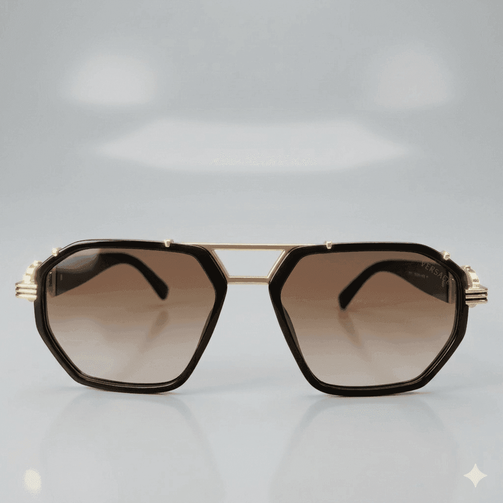 Men’s Luxury Double Bridge Metallic Sunglasses – Premium Gradient Brown Lenses with Square Aviator Metal Frame & UV400 Protection