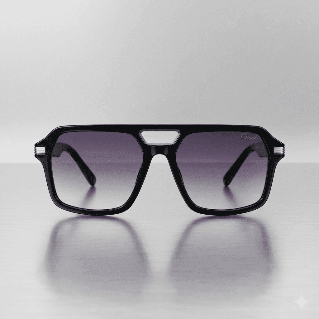 Men’s Premium Double Bridge Plastic Sunglasses – Luxury Gradient Black Square Frames with High-Definition Lenses & UV400 Protection