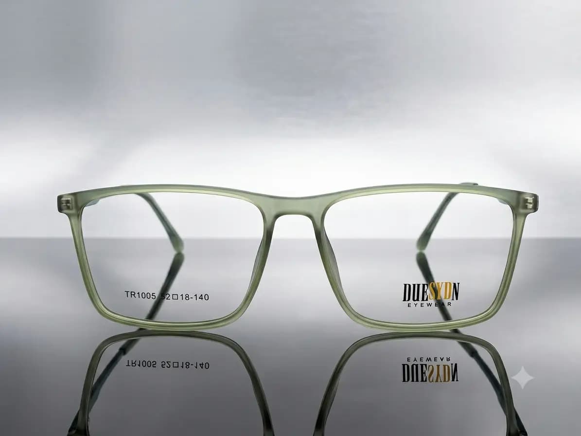 Olive Green Transparent Square Frame Eyeglasses
