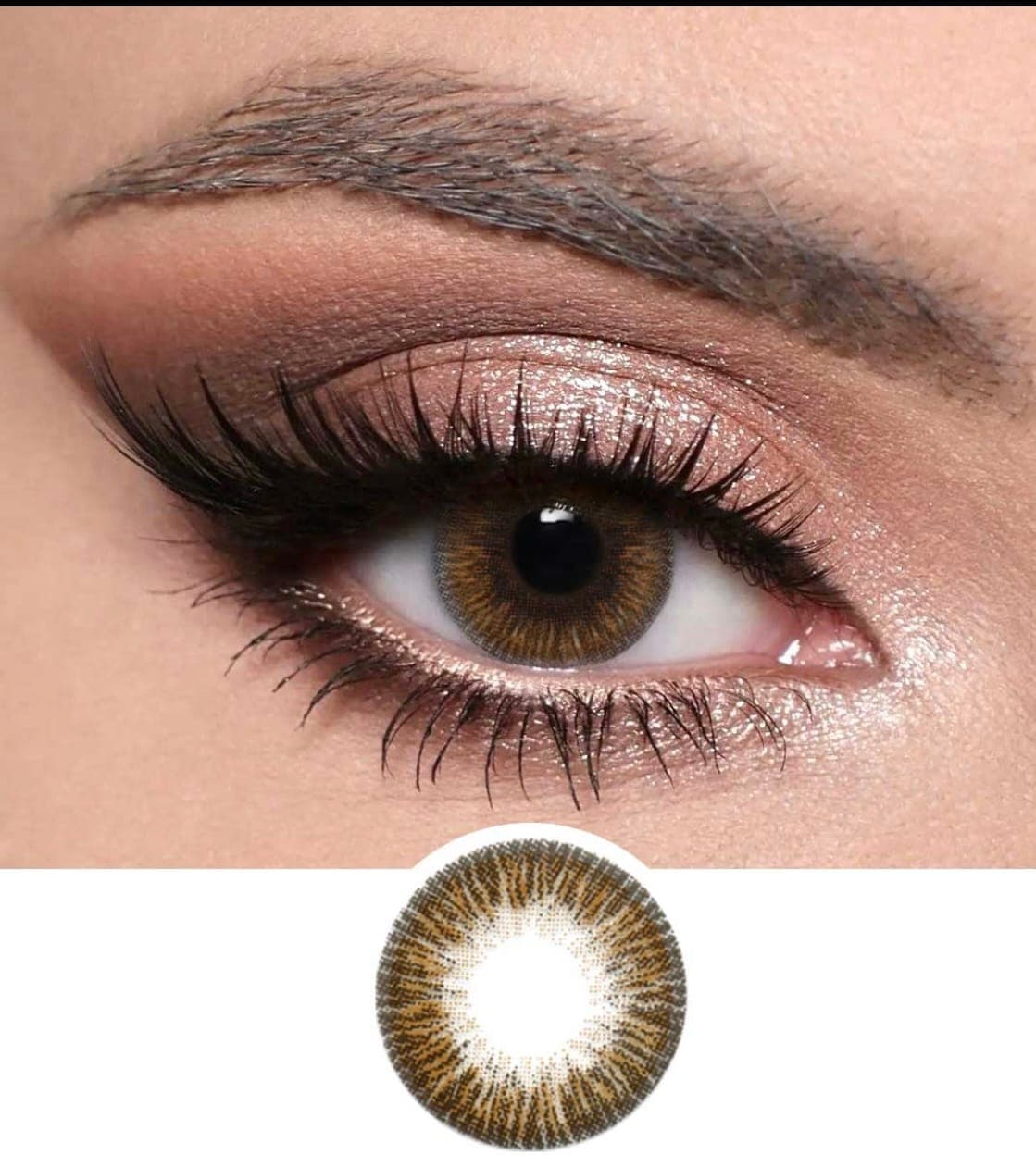 Optiano Enchant Brown Shimmering Lenses | 6-Month Wear | Made in Korea | 14.5mm Dreamy Hazel-Brown Contacts