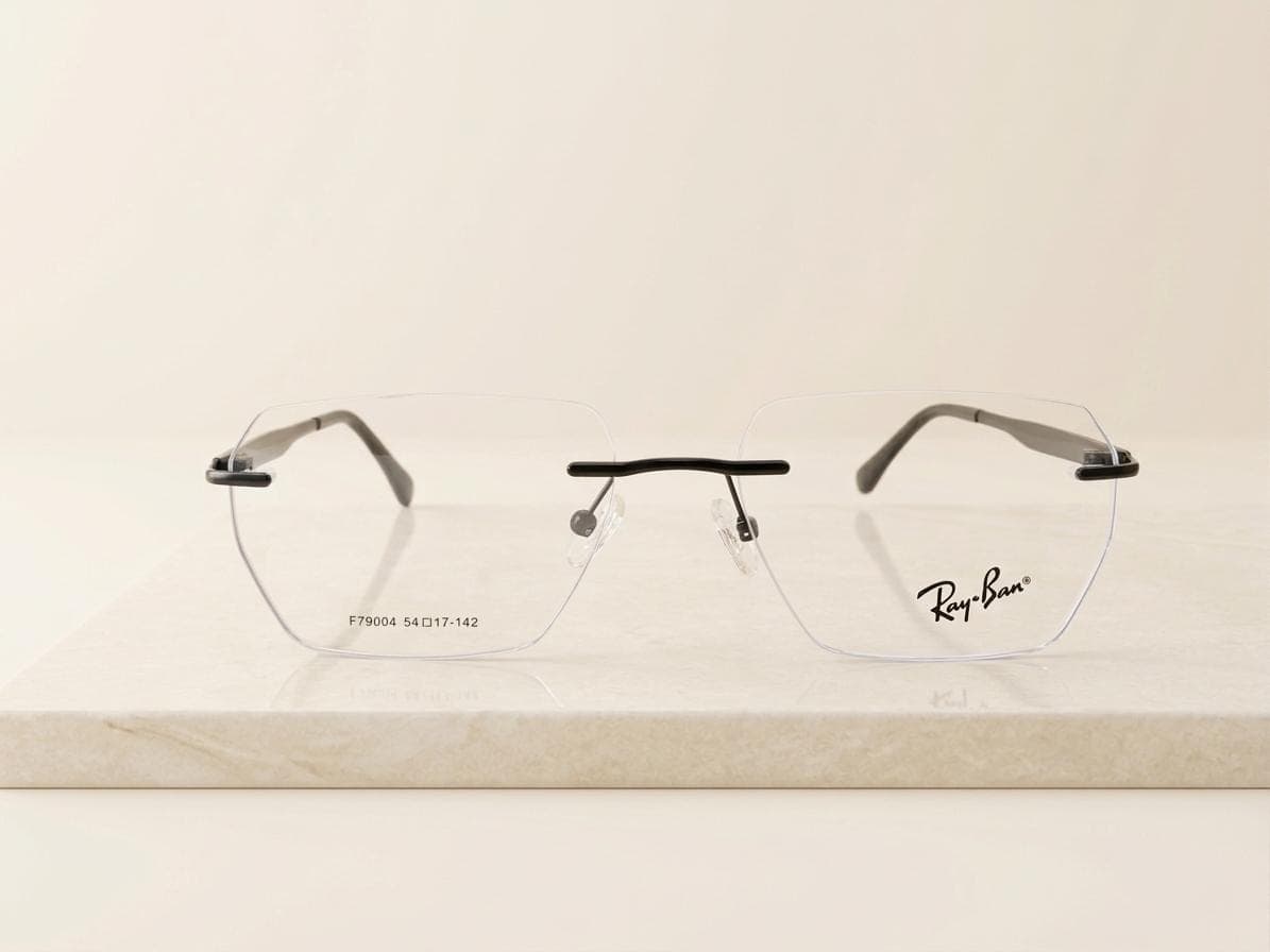 Ray-Ban Clear with Black Bridge Hexagonal Rimless Eyeglasses in Pakistan