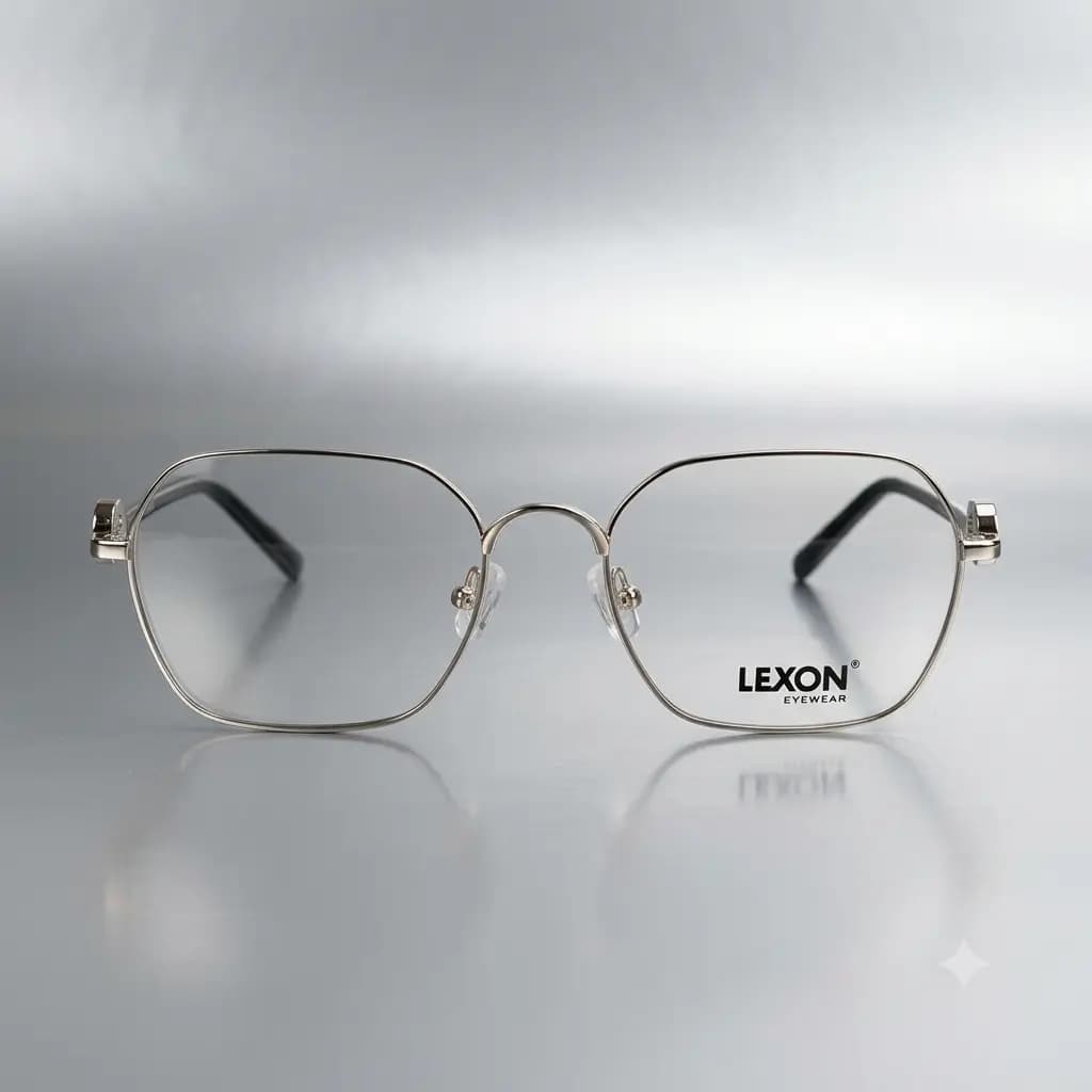 Silver Metal Geometric Hexagon Frame Glasses