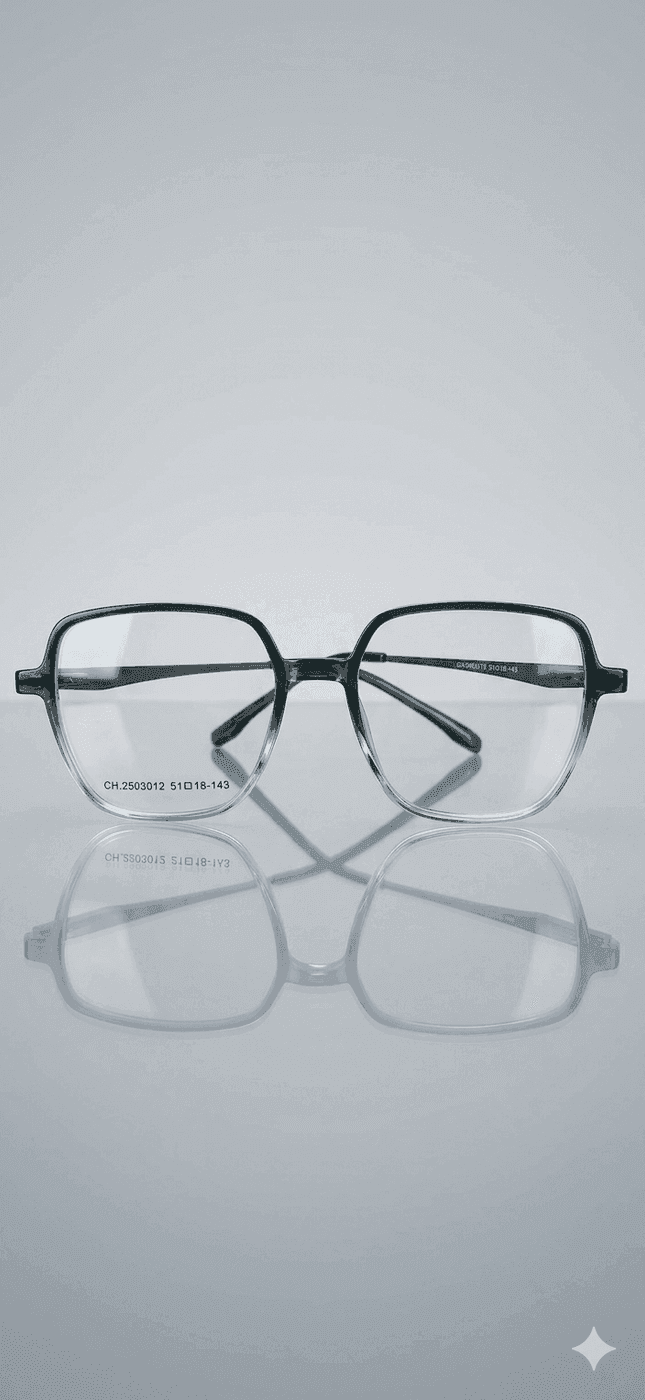 Square Double-Shade Green Unisex Glasses – Two-Tone Gradient Frames with Luxury Metallic Temples