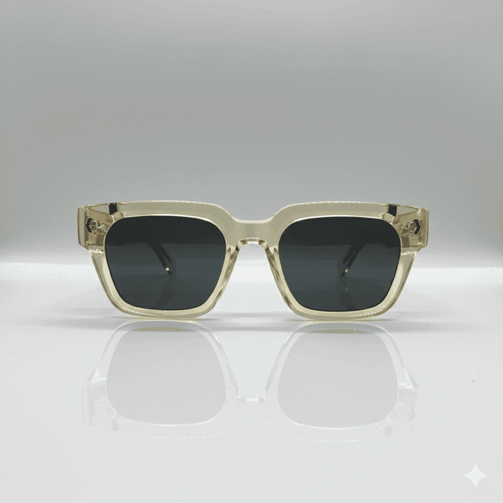 Square Sunglasses with Thick Frame, Fancy Temples & Transparent Body for Men & Women