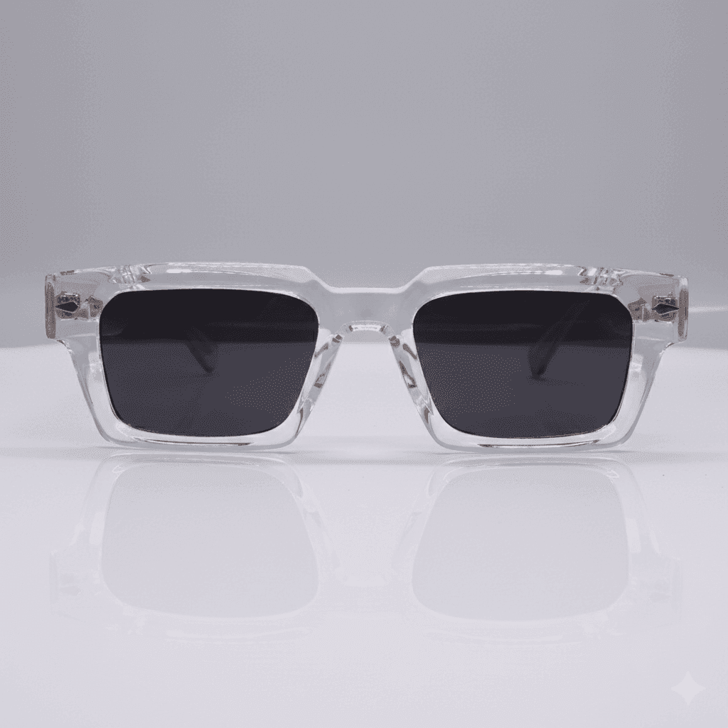 Square Thick Frame Transparent Sunglasses for Men & Women