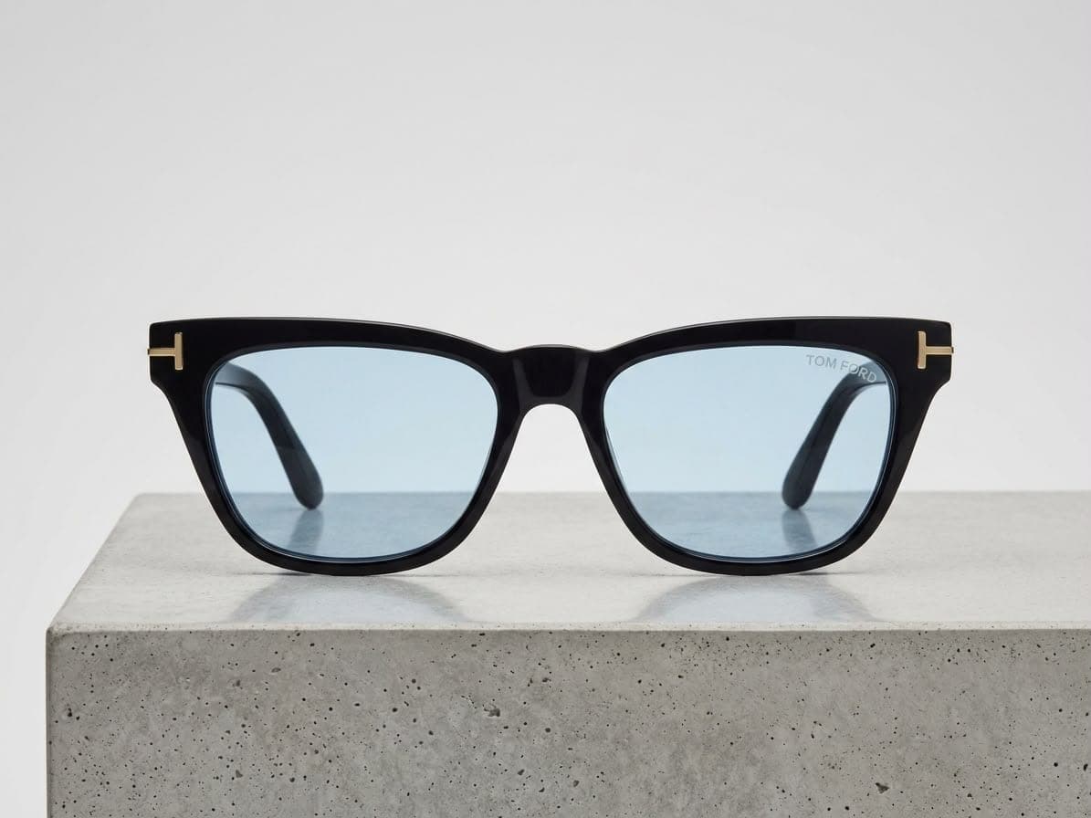 Tom Ford Classic Black Square Sunglasses β Blue Tinted Lens