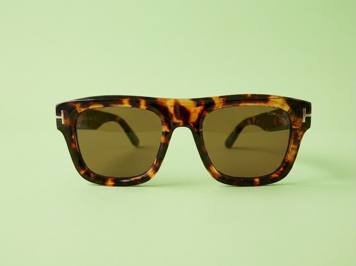 Tom Ford Tortoise Flat-Top Square Sunglasses β Brown Lens