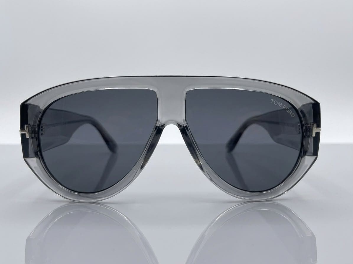 Tom Ford Transparent Grey Shield Aviator Sunglasses
