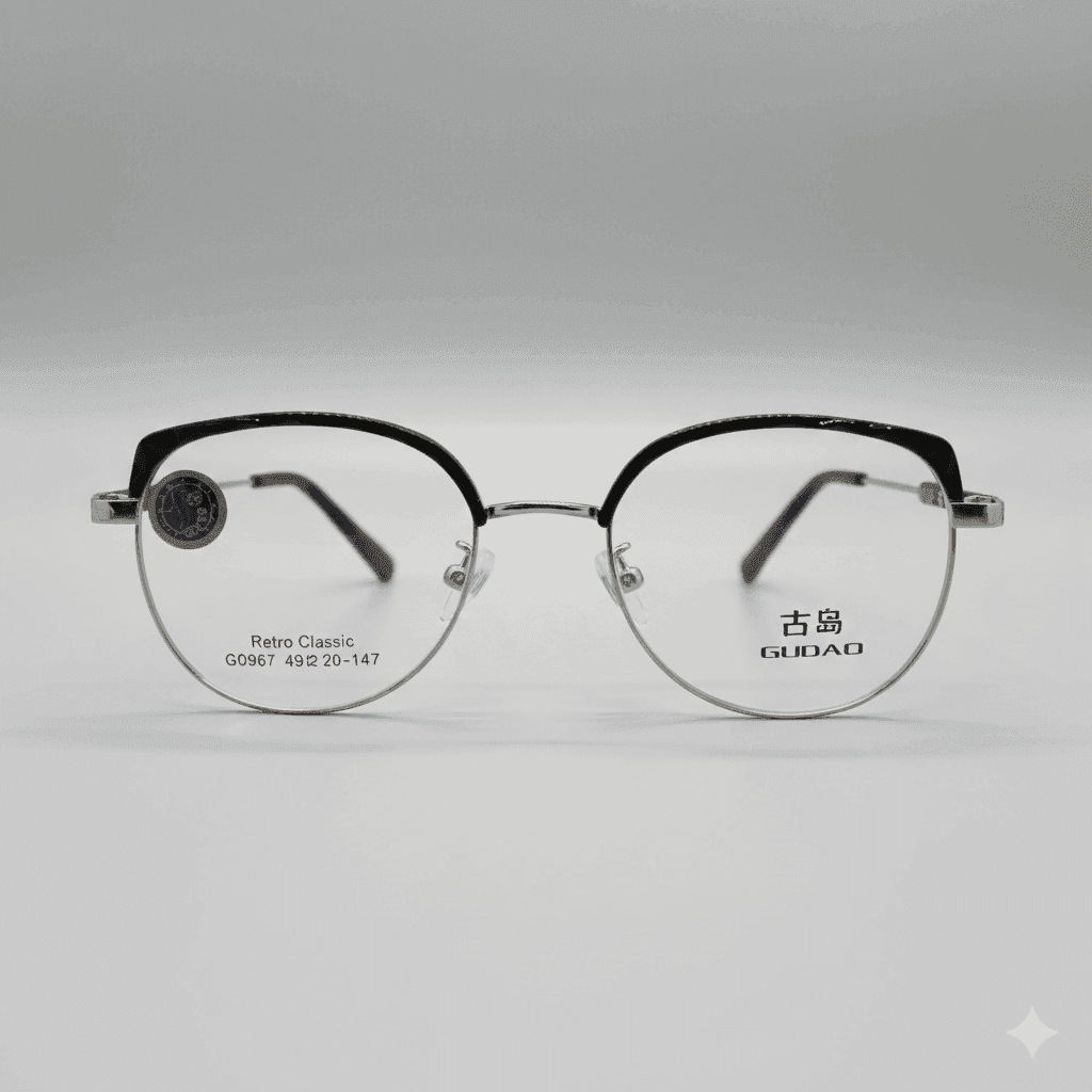 Unisex Fancy Clubmaster Optical Frame – Durable Metal Build