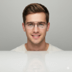 Stepper Half Rimless Double Bridge Square Frame with Thin Sticks for Men - Image 4