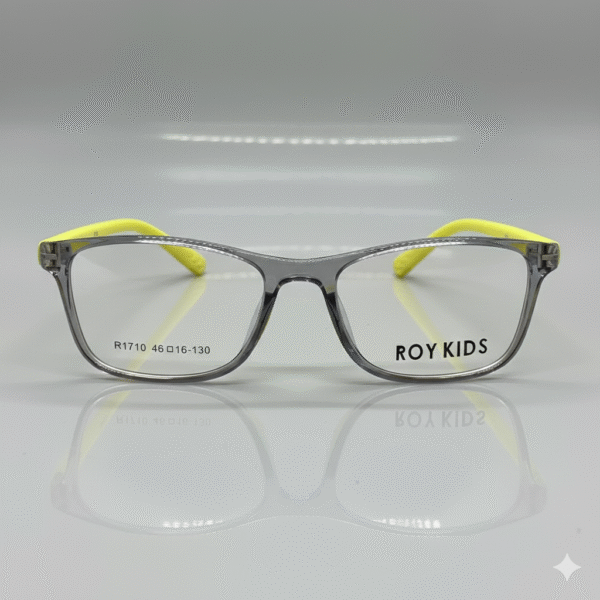 Kids’ Grey and Yellow Eyeglass Frame – Lightweight & Stylish Glasses for Children
