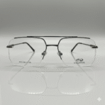 Stepper Half Rimless Double Bridge Square Frame with Thin Sticks for Men
