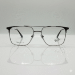Ray-Ban Square Double Bridge Black Metal Frame Glasses with Thin Sticks for Men