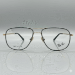 Ray-Ban Metal Frame Glasses with Double Bridge and Golden Sticks for Men