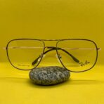 Ray-Ban Metal Frame Glasses with Double Bridge and Golden Sticks for Men