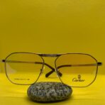 Cartier Black Metal Frame Glasses with Double Bridge and Fancy Temples for Men