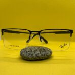 Ray-Ban Square Half Rimless Black Frame Glasses for Men