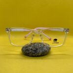 Kids’ Transparent Square White Eyeglass Frame with 360° Spring Hinges – Durable & Flexible