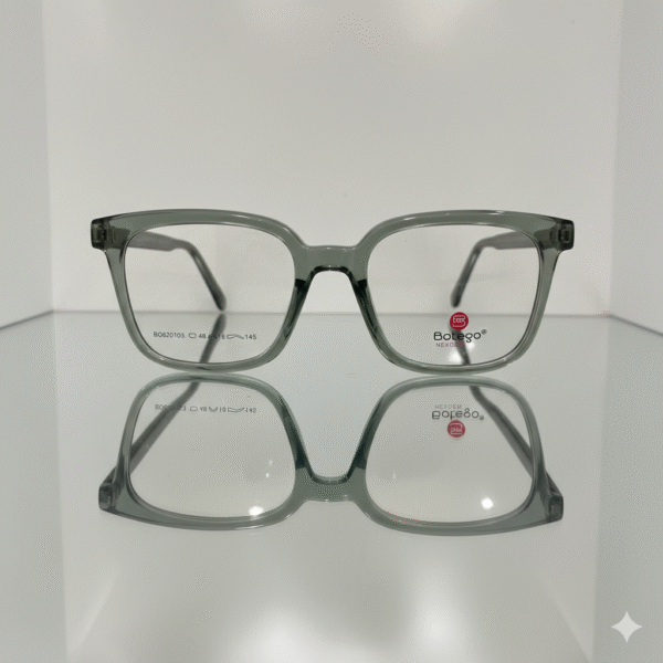 Bold Translucent Gray Square Eyewear – Chunky Broad Rimmed Frames